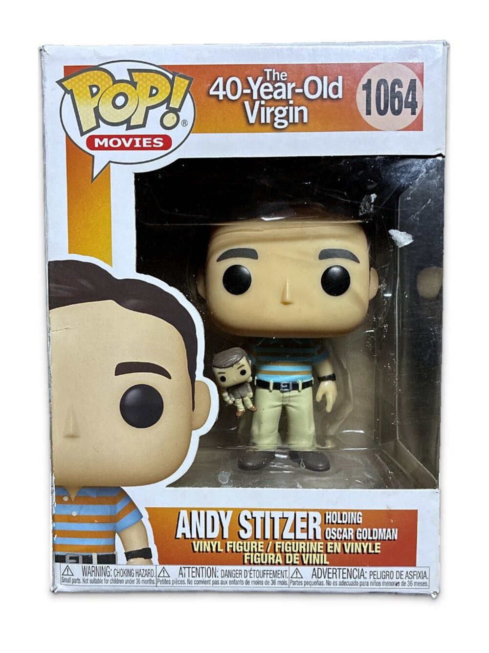 Funko Pop! Movies #1064 Andy Stitzer Holding Oscar Goldman 40-Year-Old Virgin